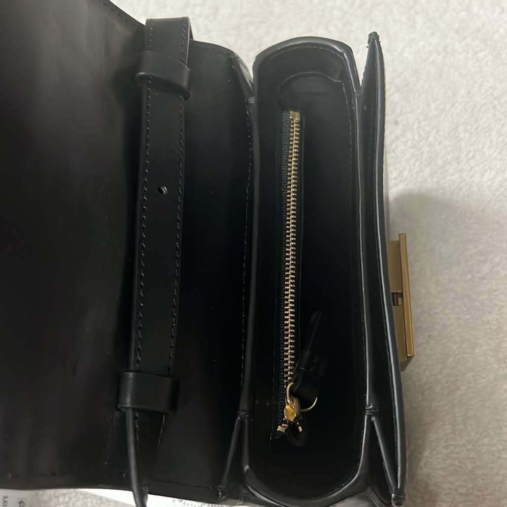 Loeffler Randall Black Leather Crossbody with Gold Tone Hardware - Picture 8 of 11